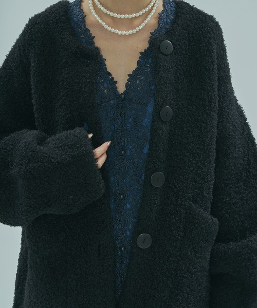 ROSE BUD（ローズバッド）の「KNIT CARDIGAN（カーディガン/ボレロ・レディース・ブラウン/ブラック・ONE SIZE）」の8枚目の写真