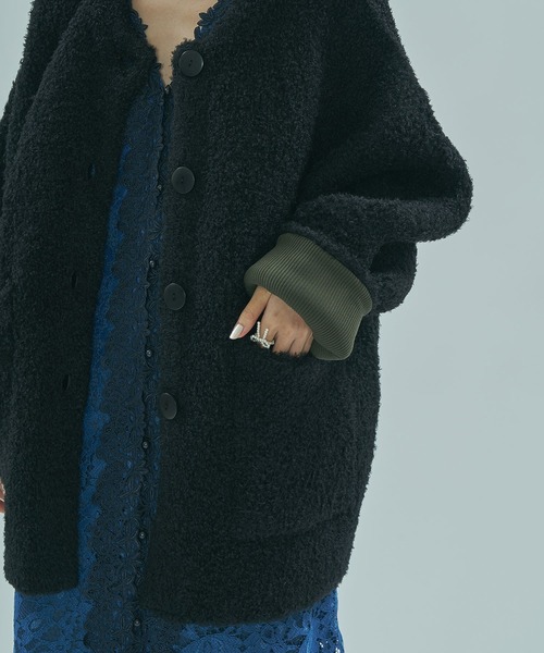 ROSE BUD（ローズバッド）の「KNIT CARDIGAN（カーディガン/ボレロ・レディース・ブラウン/ブラック・ONE SIZE）」の10枚目の写真