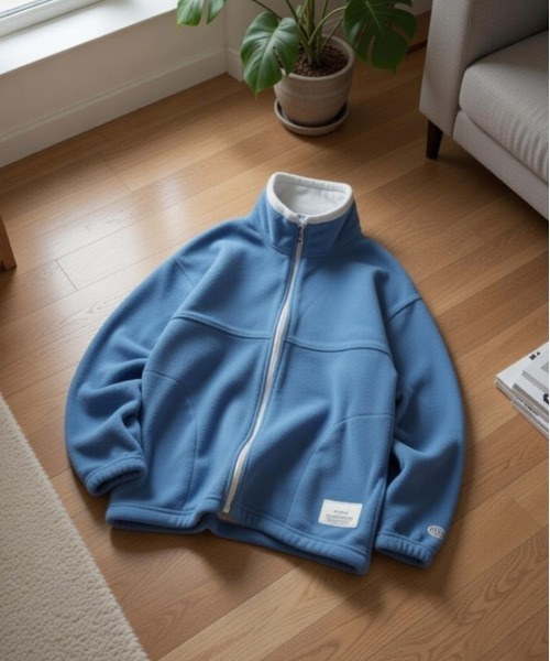 DISCUS ATHLETIC（ディスカス　アスレチック）の「【DISCUS ATHLETIC/ディスカス アスレチック】フリースパイピング配色フルＺＩＰハイネック(無地＆総柄)（ブルゾン・レディース・チャコール/オートミール/ネイビー/ブルー/その他・M/LL/L）」の4枚目の写真