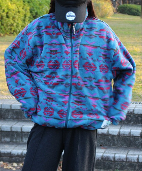 DISCUS ATHLETIC（ディスカス　アスレチック）の「【DISCUS ATHLETIC/ディスカス アスレチック】フリースパイピング配色フルＺＩＰハイネック(無地＆総柄)（ブルゾン・レディース・チャコール/オートミール/ネイビー/ブルー/その他・M/LL/L）」の12枚目の写真