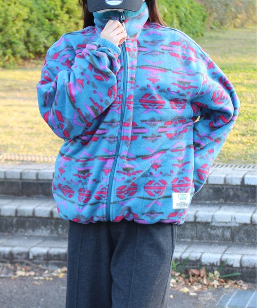 DISCUS ATHLETIC（ディスカス　アスレチック）の「【DISCUS ATHLETIC/ディスカス アスレチック】フリースパイピング配色フルＺＩＰハイネック(無地＆総柄)（ブルゾン・レディース・チャコール/オートミール/ネイビー/ブルー/その他・M/LL/L）」の13枚目の写真