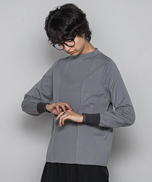 セール】ボトルネック配色ニットプルオーバー≪手洗い可能≫（ニット