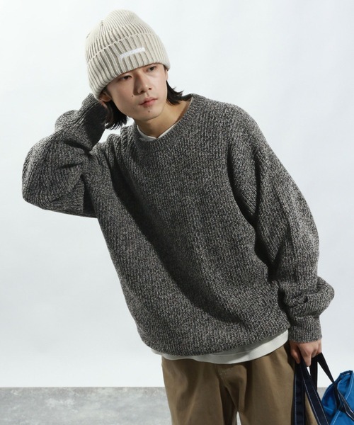 BAYFLOW（ベイフロー）の「メランジモールニットプルオーバー（ニット/セーター・メンズ・アイボリー/チャコールグレー/グリーン/ピンク・MEDIUM/LARGE）」の18枚目の写真