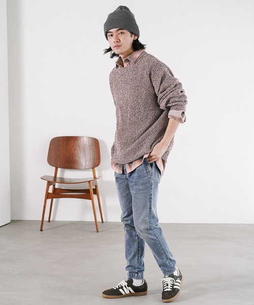 BAYFLOW（ベイフロー）の「メランジモールニットプルオーバー（ニット/セーター・メンズ・アイボリー/チャコールグレー/グリーン/ピンク・MEDIUM/LARGE）」の21枚目の写真