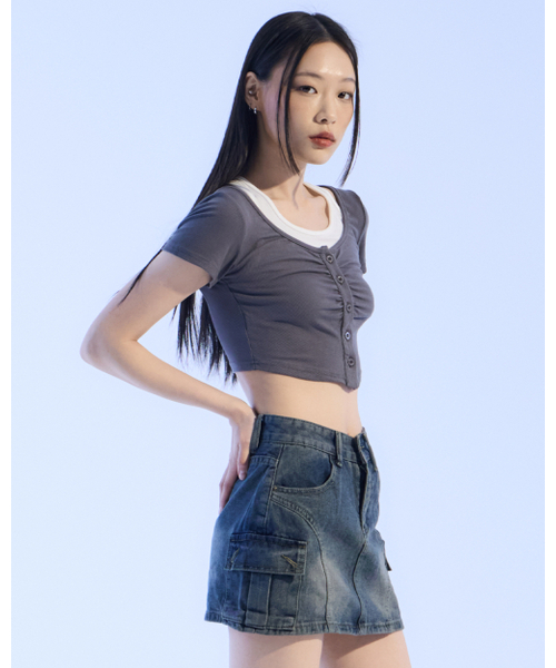 MOAA(モア)の「ツインレイヤースクープティー(グレー)(Tシャツ/カットソー・レディース・その他・SMALL/MEDIUM)」の1枚目の写真