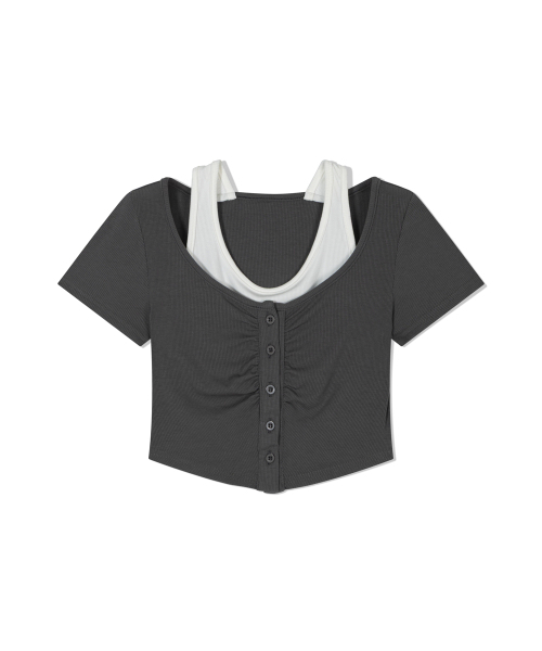 MOAA(モア)の「ツインレイヤースクープティー(グレー)(Tシャツ/カットソー・レディース・その他・SMALL/MEDIUM)」の2枚目の写真