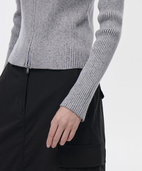 MUSINSA STANDARD WOMAN（ムシンサスタンダードウーマン）の「ウィメンズリブスリムニットジップアップ[ツートングレー]（ニット/セーター・レディース・その他・SMALL/MEDIUM/LARGE）」の6枚目の写真