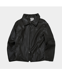 PLACE STUDIO（プレイススタジオ）の「プリンセスリベットディテールカーブラインツーウェイレザージャケット[ブラック]（ライダースジャケット）」