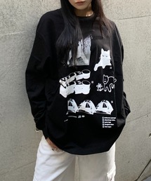 Video Jockey | IBEUMYEON BARO HIPSTER LS T-SHIRTS / キャットデザインプリントロンT(Tシャツ/カットソー)