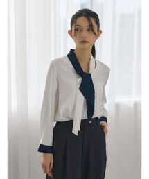 TONAL（トーナル）の「バイカラーボウタイブラウス（シャツ/ブラウス）」