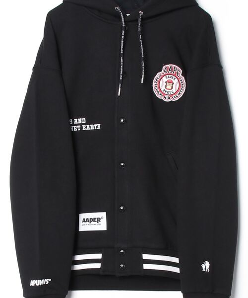 AAPE BY A BATHING APE（エーエイプバイアベイシングエイプ）の「AAPER "Baseball" BUTTON SWEAT HOODIE（パーカー・メンズ・ブラック・X-LARGE/MEDIUM/SMALL/LARGE/XX-LARGE）」の6枚目の写真