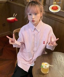 Mayree | 【Mayree】オーバーサイズ ピンクストライプシャツ〈ラビットコード〉(シャツ/ブラウス)