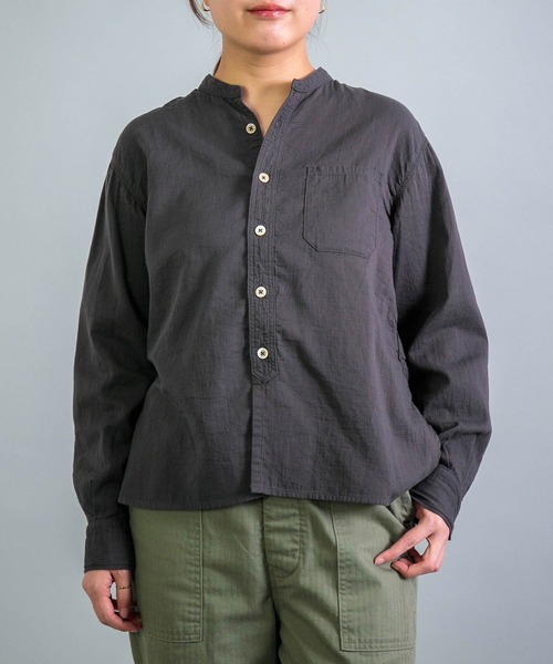 OMNIGOD（オムニゴッド）の「[OMNIGOD womens / オムニゴッド] ダブルガーゼ スタンドカラーワークシャツ（シャツ/ブラウス・レディース・コバルトブルー/グレー/アイボリー・3/2）」の3枚目の写真