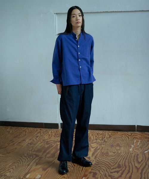 OMNIGOD（オムニゴッド）の「[OMNIGOD womens / オムニゴッド] ダブルガーゼ スタンドカラーワークシャツ（シャツ/ブラウス・レディース・コバルトブルー/グレー/アイボリー・3/2）」の8枚目の写真