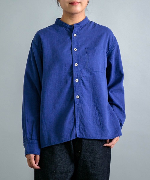 OMNIGOD（オムニゴッド）の「[OMNIGOD womens / オムニゴッド] ダブルガーゼ スタンドカラーワークシャツ（シャツ/ブラウス・レディース・コバルトブルー/グレー/アイボリー・3/2）」の9枚目の写真