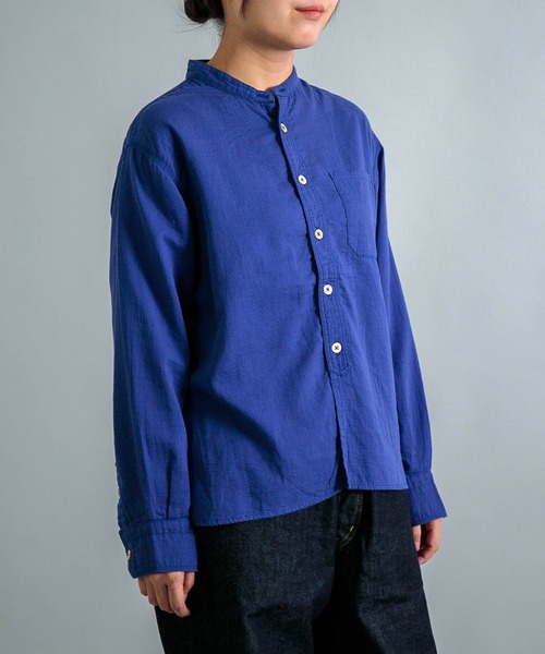 OMNIGOD（オムニゴッド）の「[OMNIGOD womens / オムニゴッド] ダブルガーゼ スタンドカラーワークシャツ（シャツ/ブラウス・レディース・コバルトブルー/グレー/アイボリー・3/2）」の10枚目の写真