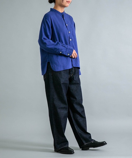 OMNIGOD（オムニゴッド）の「[OMNIGOD womens / オムニゴッド] ダブルガーゼ スタンドカラーワークシャツ（シャツ/ブラウス・レディース・コバルトブルー/グレー/アイボリー・3/2）」の12枚目の写真