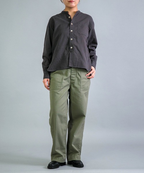 OMNIGOD（オムニゴッド）の「[OMNIGOD womens / オムニゴッド] ダブルガーゼ スタンドカラーワークシャツ（シャツ/ブラウス・レディース・コバルトブルー/グレー/アイボリー・3/2）」の15枚目の写真