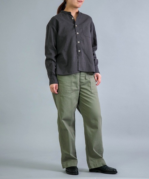 OMNIGOD（オムニゴッド）の「[OMNIGOD womens / オムニゴッド] ダブルガーゼ スタンドカラーワークシャツ（シャツ/ブラウス・レディース・コバルトブルー/グレー/アイボリー・3/2）」の16枚目の写真