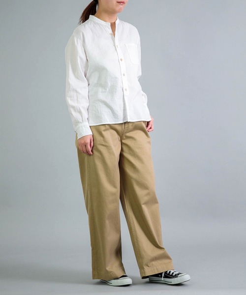 OMNIGOD（オムニゴッド）の「[OMNIGOD womens / オムニゴッド] ダブルガーゼ スタンドカラーワークシャツ（シャツ/ブラウス・レディース・コバルトブルー/グレー/アイボリー・3/2）」の6枚目の写真