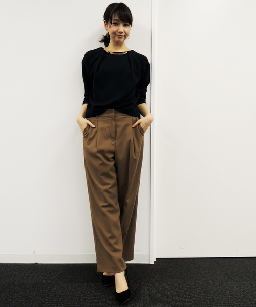 N.（N. Natural Beauty Basic）（エヌエヌナチュラルビューティーベーシック）の「プレートネックブラウス（シャツ/ブラウス・レディース・ホワイト/ネイビー・MEDIUM）」の7枚目の写真