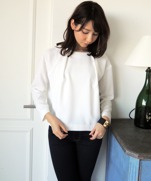 N.（N. Natural Beauty Basic）（エヌエヌナチュラルビューティーベーシック）の「プレートネックブラウス（シャツ/ブラウス・レディース・ホワイト/ネイビー・MEDIUM）」の16枚目の写真