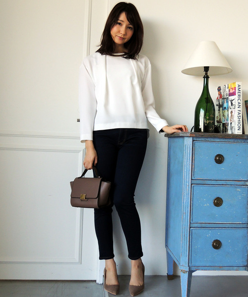 N.（N. Natural Beauty Basic）（エヌエヌナチュラルビューティーベーシック）の「プレートネックブラウス（シャツ/ブラウス・レディース・ホワイト/ネイビー・MEDIUM）」の17枚目の写真