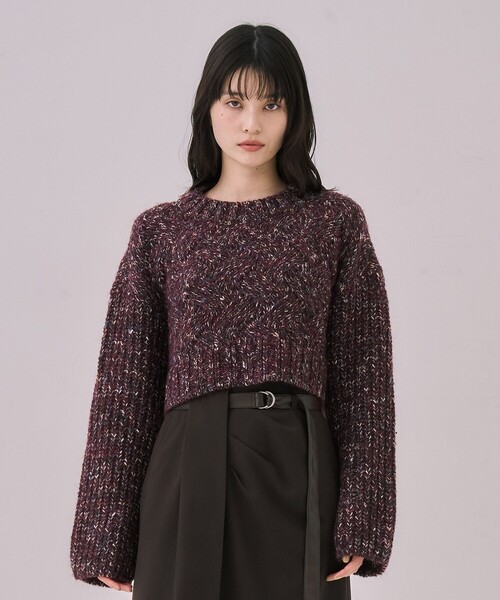UNITED TOKYO(ユナイテッドトウキョウ)の「【残りわずか!】バスケットショートニット|細見え/冬服(ニット/セーター・レディース・ブラウン/ライトブルー/ブラック・FREE)」の21枚目の写真