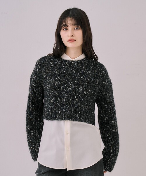 UNITED TOKYO(ユナイテッドトウキョウ)の「【残りわずか!】バスケットショートニット|細見え/冬服(ニット/セーター・レディース・ブラウン/ライトブルー/ブラック・FREE)」の18枚目の写真