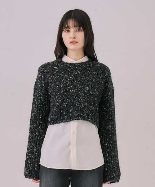 UNITED TOKYO(ユナイテッドトウキョウ)の「【残りわずか!】バスケットショートニット|細見え/冬服(ニット/セーター・レディース・ブラウン/ライトブルー/ブラック・FREE)」の8枚目の写真