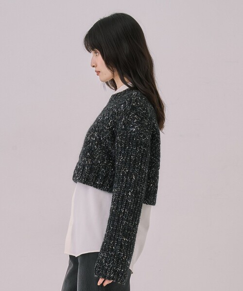 UNITED TOKYO(ユナイテッドトウキョウ)の「【残りわずか!】バスケットショートニット|細見え/冬服(ニット/セーター・レディース・ブラウン/ライトブルー/ブラック・FREE)」の9枚目の写真