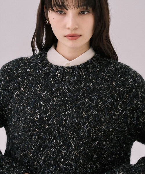 UNITED TOKYO(ユナイテッドトウキョウ)の「【残りわずか!】バスケットショートニット|細見え/冬服(ニット/セーター・レディース・ブラウン/ライトブルー/ブラック・FREE)」の12枚目の写真