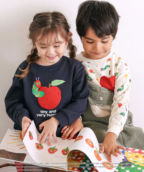 けむし♡ 絵本コラボ-はらぺこあおむし-】無地総柄フルーツあおむしモチーフ