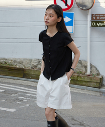 STEP AROUND（ステップアラウンド）の「DOUBLE TUCK WIDE HALF PANTS_WHITE（その他パンツ）」