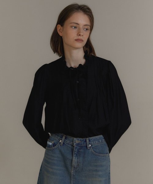 ANOETIC(アノエティック)の「ANC FRENCH FRILL SHIRT_BLACK(シャツ/ブラウス・レディース・その他・FREE)」の1枚目の写真