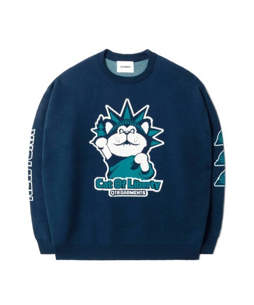 QT8 GARMENTS(キューティーエイトガーメント)の「GB Cat of Liberty Jacquard Sweater (Deep Blue)(ニット/セーター・レディース・その他・LARGE/MEDIUM/X-LARGE)」の2枚目の写真