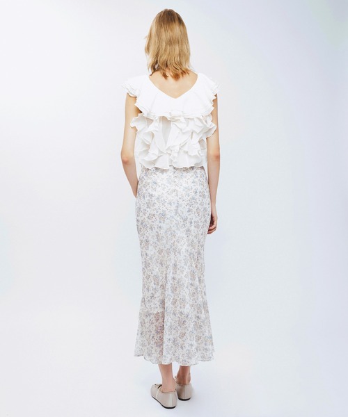 ME COUTURE（ミークチュール）の「フルールラメシフォンスカート（スカート・レディース・イエロー/ピンク・1/0）」の5枚目の写真