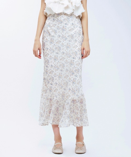 ME COUTURE（ミークチュール）の「フルールラメシフォンスカート（スカート・レディース・イエロー/ピンク・1/0）」の14枚目の写真