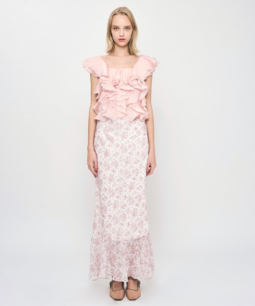 ME COUTURE（ミークチュール）の「フルールラメシフォンスカート（スカート・レディース・イエロー/ピンク・1/0）」の22枚目の写真