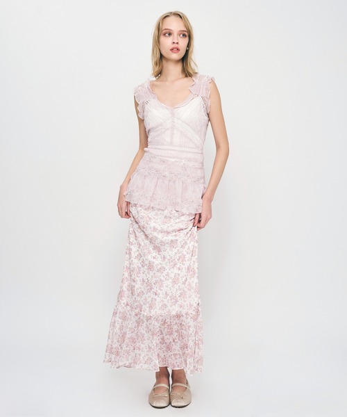 ME COUTURE（ミークチュール）の「フルールラメシフォンスカート（スカート・レディース・イエロー/ピンク・1/0）」の21枚目の写真