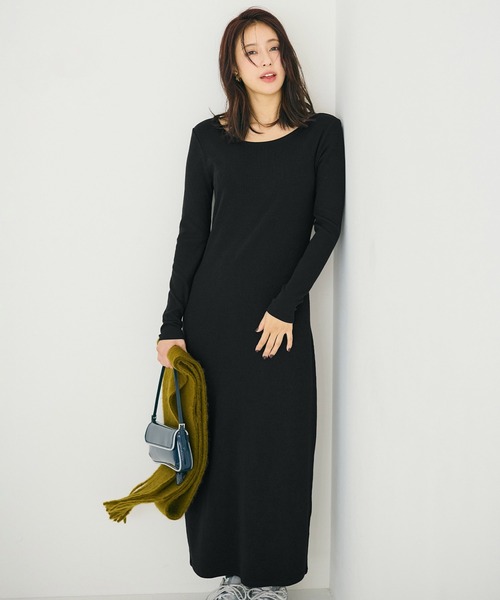 セール】【DAILY WARM】2way裏起毛リブIラインワンピース（ワンピース
