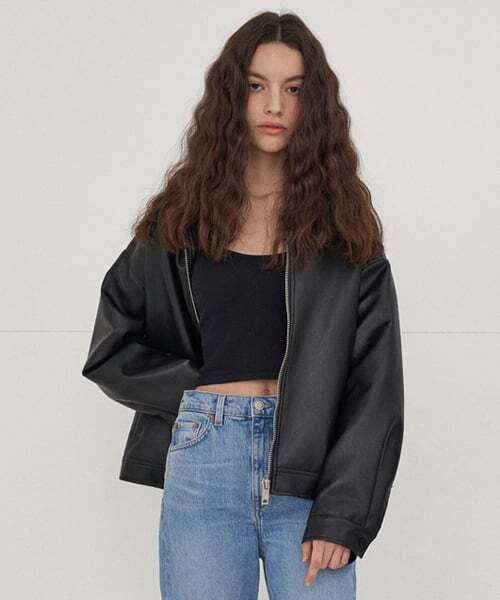 449VEGAN LEATHER OVERFIT JUMPER
