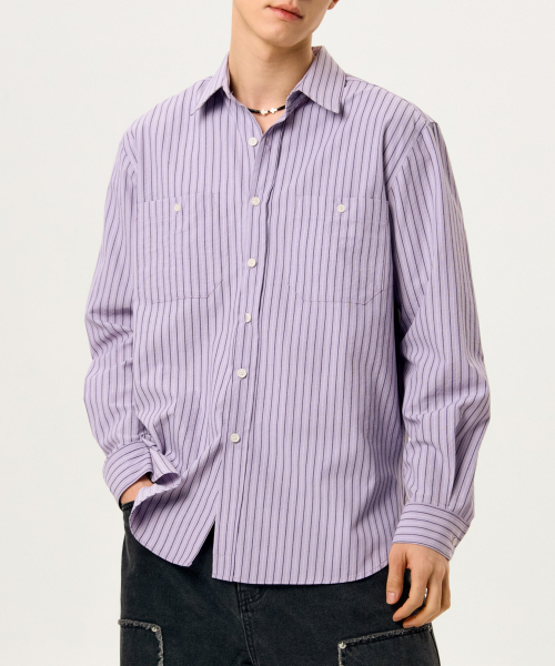 GARDEN EXPRESS(ガーデンエクスプレス)の「Stripe Comfort Shirt (purple)(シャツ/ブラウス・メンズ・その他・LARGE/X-LARGE)」の1枚目の写真
