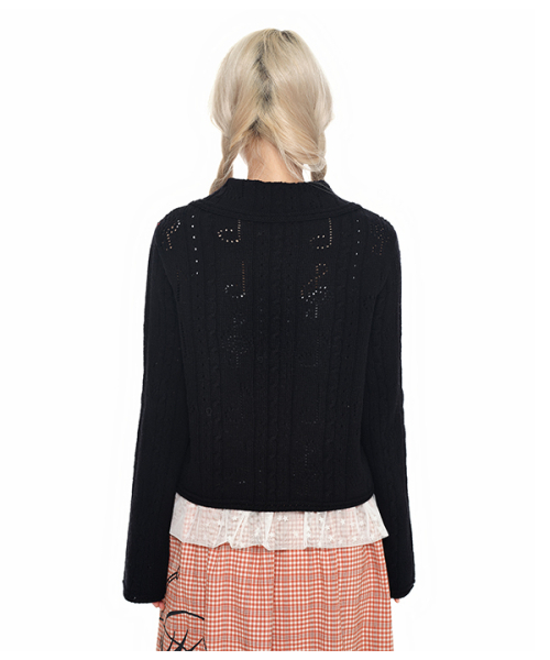 youthbath(ユースバース)の「Lace-Up Shawl Collar Cardigan_black(カーディガン/ボレロ・レディース・その他・SMALL/MEDIUM)」の8枚目の写真
