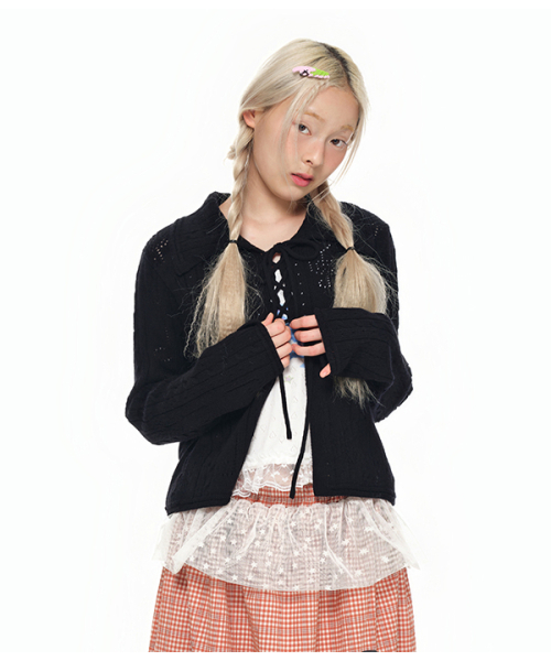 youthbath(ユースバース)の「Lace-Up Shawl Collar Cardigan_black(カーディガン/ボレロ・レディース・その他・SMALL/MEDIUM)」の9枚目の写真