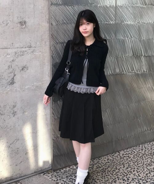 youthbath(ユースバース)の「Lace-Up Shawl Collar Cardigan_black(カーディガン/ボレロ・レディース・その他・SMALL/MEDIUM)」の2枚目の写真