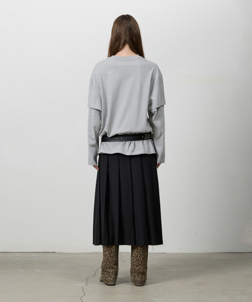 THREE TO EIGHTY（スリートゥエイティー）の「CUT HEM BELT PLEATS SKIRT BLACK（スカート・レディース・その他・MEDIUM/SMALL）」の3枚目の写真