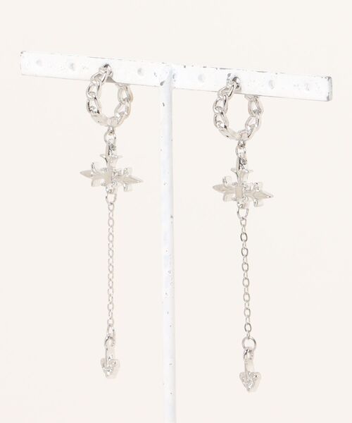 MASHIRO(マシロ)の「【MASHIRO】クロスモチーフドロップチェーンペアピアス(MA/EK472)(ピアス(両耳用)・レディース・シルバー・FREE)」の6枚目の写真