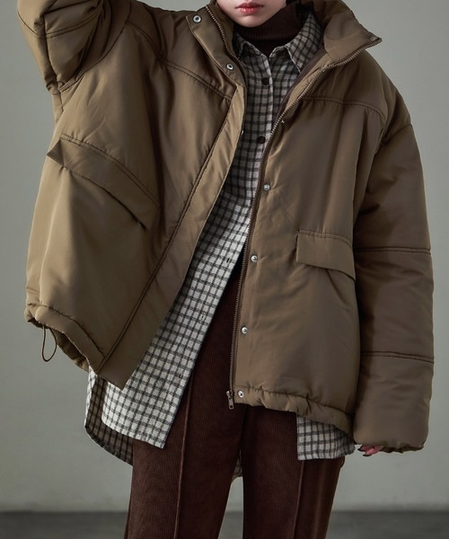 Fashion Letter(ファッションレター)の「スタンドカラー中綿パディングコート(ダウンジャケット/コート・レディース・モカ/オフホワイト/ブラック・M)」の19枚目の写真