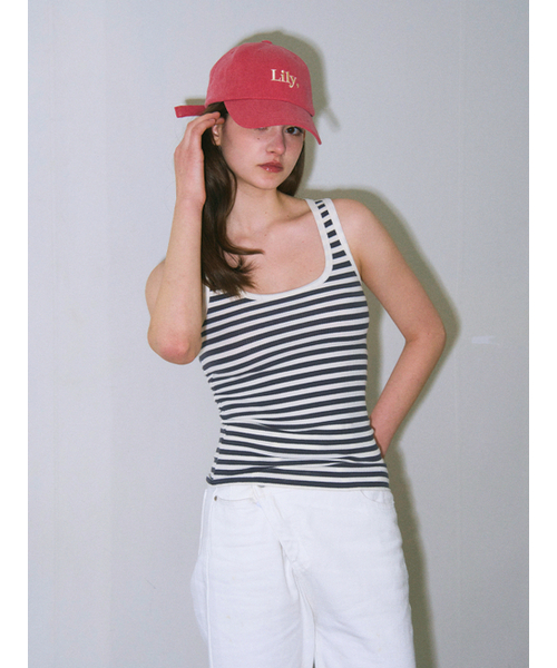 LILY HEIZE（リリーヘイズ）の「ゼルダストライプスリーブレストップ_CHARCOAL（Tシャツ/カットソー・レディース・チャコール・FREE）」の2枚目の写真